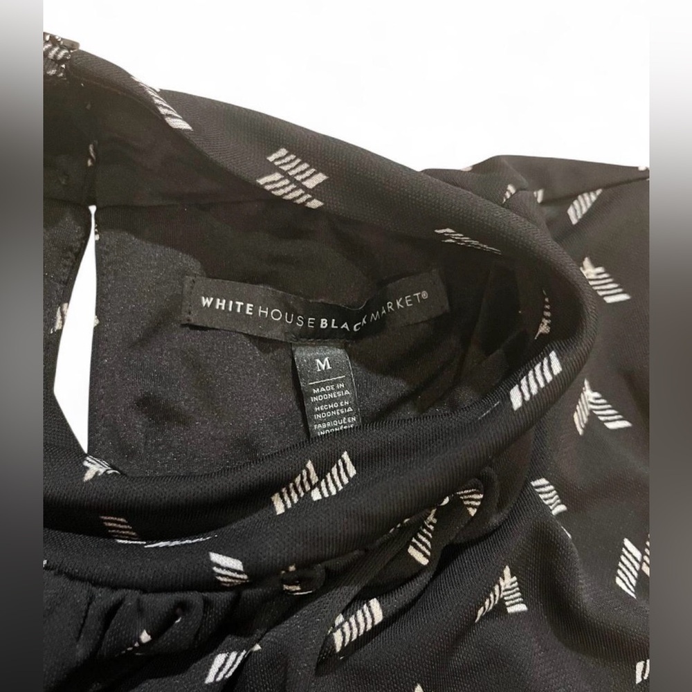 White House Black Market Black and White Geometric Blouse Goth Grunge Feminine - Picture 4 of 8